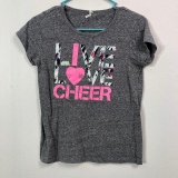 IDEOLOGY LIVE LOVE CHEER TEE SHIRT GRAY GIRLS XL