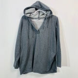 LIZ LANGE PULLOVER HOODIE GRAY WOMENS LARGE