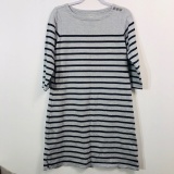 L.L.BEAN DRESS GRAY/BLUE STRIPE WOMENS MEDIUM REGULAR