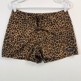 SURF STYLE SHORTS CHEETAH PRINT MISSING TIE STRING WOMENS SMALL