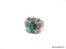 .925 STERLING SILVER LADIES 2 CT EMERALD COCKTAIL RING. SIE 8..