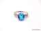 .925 STERLING SILVER LADIES 4 1/2 CT BLUE TOPAZ RING. SIZE 9