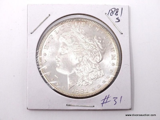 1881-S GEM UNCIRCULATED MORGAN SILVER DOLLAR