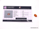 3.65 CT OVAL SHAPE ORANGE SAPPHIRE. 9X7X5. GIR CERT.