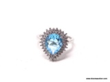 .925 STERLING SILVER LADIES 3 1/2 CT BLUE TOPAZ RING. SIZE 8.