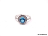.925 STERLING SILVER LADIES 1 1/2 CT SWISS BLUE TOPAZ RING. SIZE 8.
