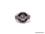 .925 STERLING SILVER LADIES 4 CT SAPPHIRE GEMSTONE RING. SIZE 8 1/2.