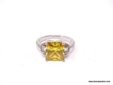 .925 STERLING SILVER LADIES 4 CT CITRINE RING. SIZE 8.