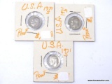 (3) 1971-S PROOF ROOSEVELT DIMES.