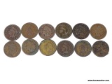 (12) ASSORTED INDIAN CENTS.