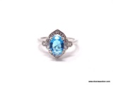 .925 STERLING SILVER LADIES 2 1/2 CT BLUE TOPAZ RINGG. SIZE 8.