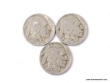 1935-D, 1936-D, 1937-D BUFFALO NICKELS.