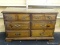 6 DRAWER PINE DRESSER WITH BRASS CHIPPENDALE STYLE PULLS. MEASURES 50 IN X 18 IN X 32 IN. ITEM IS