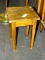 ANTIQUE OAK STOOL. MEASURES 11 IN X 11 IN X 16 IN. SOLD AS IS, WHERE IS, WITH NO GUARANTEE OR