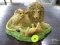 CROWN STAFFORDSHIRE FIGURINE OF A LION AND CUBS. MEASURES 5.5 IN X 4 IN X 3.5 IN. ITEM IS SOLD AS IS