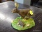 CROWN STAFFORDSHIRE FIGURINE OF THE TORTOISE AND THE HARE. MEASURES 4.5 IN X 3.5 IN X 4 IN. ITEM IS