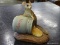 CROWN STAFFORDSHIRE FIGURINE OF A MOUSE WITH A JAR OF HONEY. MEASURES 4 IN X 3 IN X 3.5 IN. ITEM IS