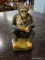 CROWN STAFFORDSHIRE FIGURINE OF A CHIMPANZEE WITH CHILD. MEASURES 2.5 IN X 2 IN X 3 IN. ITEM IS SOLD