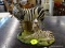 CROWN STAFFORDSHIRE FIGURINE OF A ZEBRA WITH A COLT. MEASURES 4 IN X 4.5 IN X 4.5 IN. ITEM IS SOLD