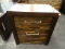 MODERN 2 DRAWER NIGHTSTAND WITH METAL PULLS ON THE DRAWERS. MATCHES #'S 15 - 17. MEASURES 23.5 IN X