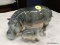 GOEBEL FIGURINE OF A HIPPO AND BABY. #503. ADULT MEASURES 7 IN X 3 IN X 3 IN. ITEM IS SOLD AS IS