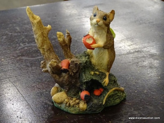 CROWN STAFFORDSHIRE FIGURINE OF A MOUSE EATING BERRIES. MEASURES 4 IN X 2 IN X 4 IN. ITEM IS SOLD AS