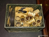 MILK CRATE LOT OF ASORTED EDISON CYLINDER RECORDS AND PHONOGRAPH RECORDS WITH TITLES TO INCLUDE