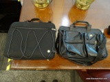 2 PIECE CARRY-ON LOT TO INCLUDE A BLACK LAPTOP CARRYING CASE AND A FOLDING STADIUM/CAMPING CUSHION.