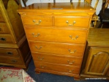LAMMERTS FURNITURE 6 DRAWER TALL CHEST WITH BRASS PULLS. HAS ORIGINAL LABEL IN THE UPPER RIGHT HAND