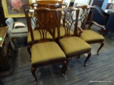 SET OF 6 MAHOGANY PIERCED BACK AND QUEEN ANNE DINING CHAIRS BY DREXEL HERITAGE FURNISHINGS INC. WITH
