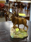 CROWN STAFFORDSHIRE FIGURINE OF A BUCK. MEASURES 5 IN X 5 IN X 7.5 IN. ITEM IS SOLD AS IS WHERE IS