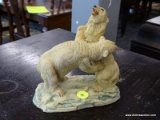 CROWN STAFFORDSHIRE FIGURINE OF A PAIR OF FIGHTING POLAR BEARS. MEASURES 6 IN X 4 IN X 6.5 IN. ITEM