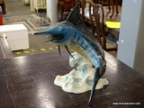 GOEBEL FIGURINE OF A BLUE MARLIN. #36 807. MEASURES 6 IN X 6 IN X 9 IN. TIP OF THE SWORD IS GONE.