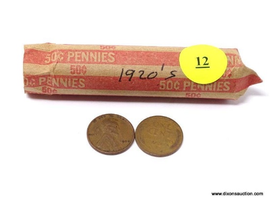 1 ROLL (50) WHEAT CENTS-1920'S