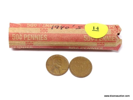 1 ROLL (50) WHEAT CENTS-1940'S