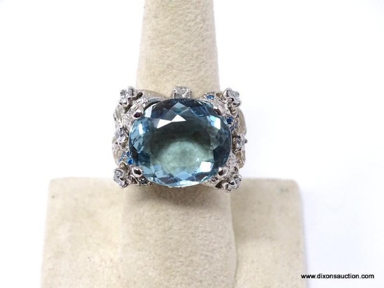 .925 AAA TOP QUALITY 16.40 CT FACETED NOT ENHANCED AQUA BLUE AQUAMARINE SANTA MARIA GEMSTONE; WITH