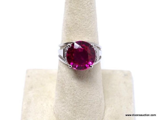 .925 AAA TOP QUALITY 8.10 CT GORGEOUS FACETED ROUND PINK RASPBERRY WHEATED; WITH 6 ROUND DIAMOND CUT