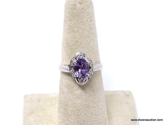 .925 AAA AWESOME 1.25 CT FACETED COLOR CHANGE; PURPLE AMETHYST TO PINK; WITH WHITE SAPPHIRES; SIZE