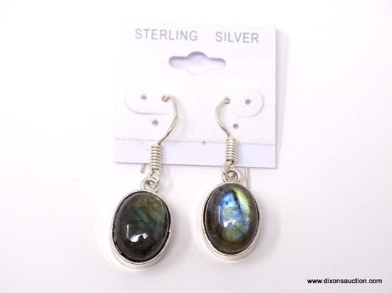 .925 1 1/8" AAA BLUE FIRE OVAL LARGER GEMSTONE LABRADORITE EARRINGS *NEW* SELLING RETAIL PRICE: