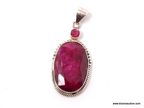 .925 GORGEOUS 2" AAA AFRICAN EARTH MINED RED RUBY WITH RUBYLITE ACCENT PENDANT *NEW* SELLING RETAIL