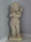 (FAM) 2 PIECE LOT TO INCLUDE A STATUE OF A CHERUB HOLDING A RABBIT IN ITS ARMS (MEASURES 20.5 IN