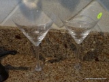 (FAM) PAIR OF MARTINI GLASSES WITH SWIRL AND POLKA DOT PATTERN. ITEM IS SOLD AS IS WHERE IS WITH NO