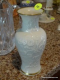 (FAM) LENOX VASE WITH FLORAL PATTERN. MEASURES 7 IN TALL. ITEM IS SOLD AS IS WHERE IS WITH NO