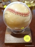 (BAS) AUTOGRAPHED BASEBALL. SIGNATURE IS UNCLEAR. ITEM IS SOLD AS IS WHERE IS WITH NO GUARANTEES OR