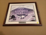 (BAS) VINTAGE EBBETS FIELD FIELD PRINT SIGNED BY PLAYERS FROM THE BROOKLYN DODGERS (CIRCA 1950'S).