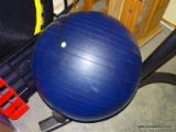 (FURN) COBALT BLUE COLORED EXERCISE BALL. ITEM IS SOLD AS IS WHERE IS WITH NO GUARANTEES OR