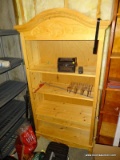 (FURN) 4 SHELF PINE BOOKCASE WITH ADJUSTABLE SHELVES. MEASURES 39.5 IN X 15.5 IN X 77.5 IN. ITEM IS