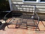 (OUT) MARTHA LIVING PATIO BENCH. WITH CRISS-CROSS STYLE BACK. MEASURES 46 IN X 27 IN X 33 IN. ITEM