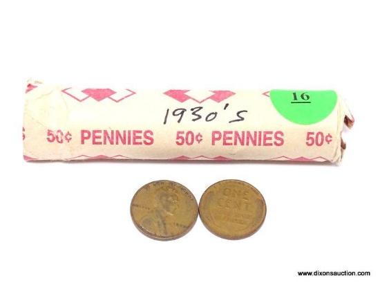 Wheat Cents - 1 roll (50) - 1930's