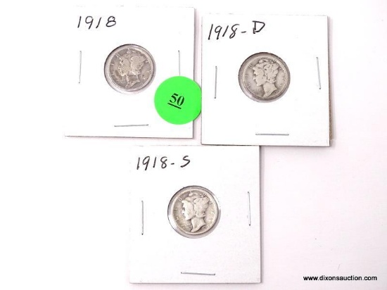 Dime - Mercury - 1918, 1918-D, 1918-S